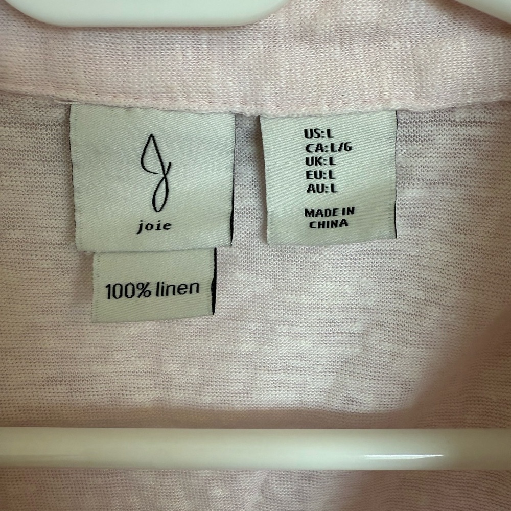 Joie Linen Shirt Pink Floral Size Large - Picture 2 of 3